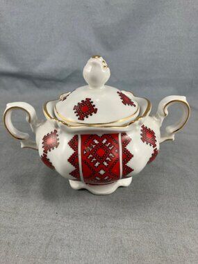 Vtg Ukrainian Ceramic Sugar Bowl Kronester Porcelain Bavaria